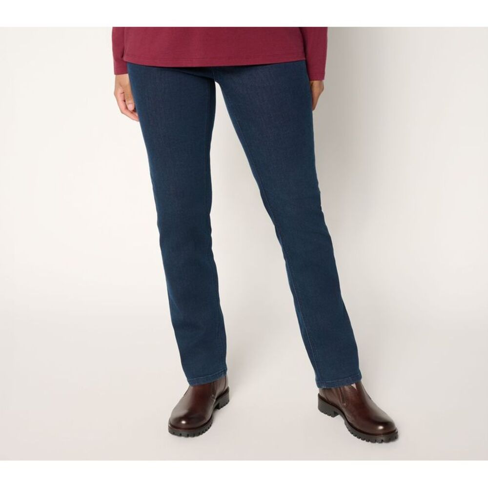 Denim & Co. Women's Petite Pants 24P Indigo Perfect Flex Straight Blue A702172